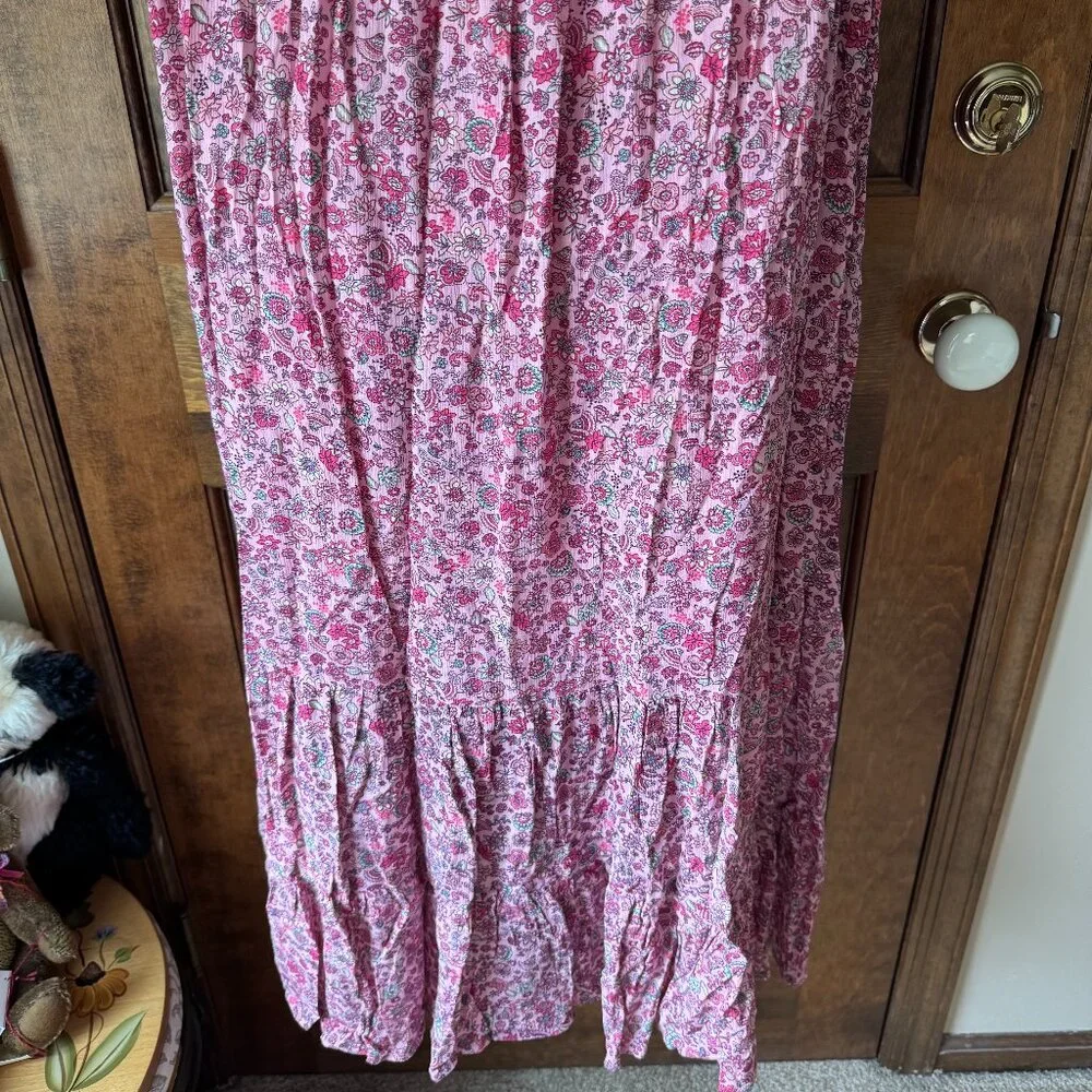 NWT J. Jill Pink w/Scattered Multicolor Flowers Sleeveless V-Neck Maxi Dress XL - Picture 10 of 12